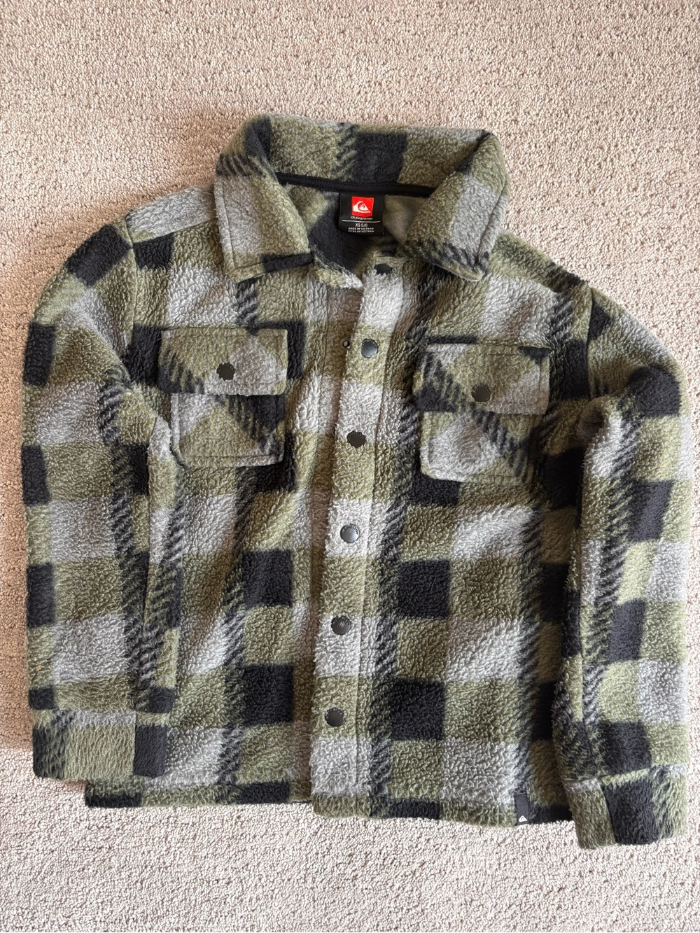 Quiksilver Kids Olive & Black Buffalo Check Fleece Shacket